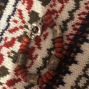 🌴Sterling Silver Coral Beaded Bracelet- 52A $60 or $50 w/offer